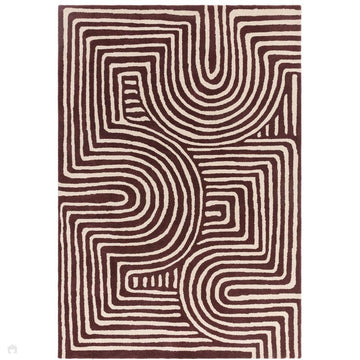 Reef RF29 Curve Modern Geometric Hand-Woven Wool Plum/Cream Rug-Asiatic Carpets-Rug Love - The Most Loved Rug Store